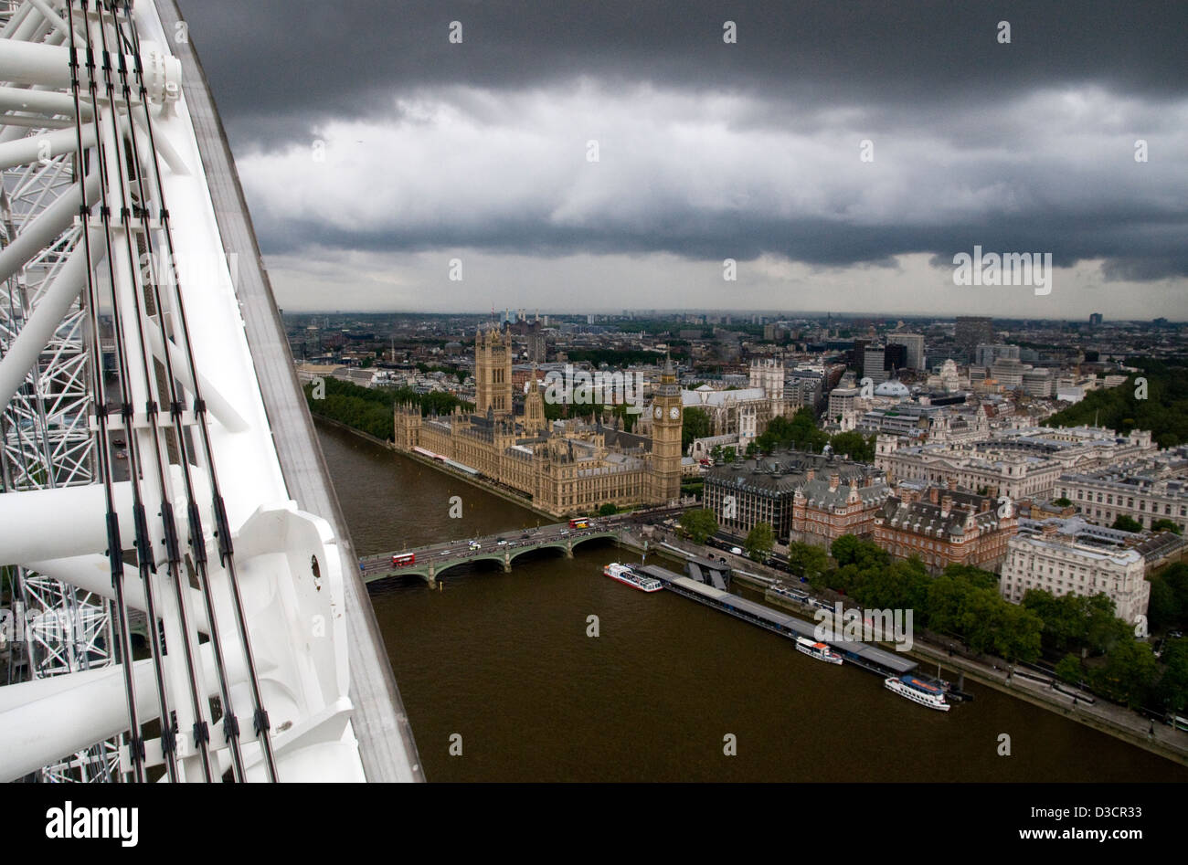 Le case del parlamento dal London Eye Foto Stock