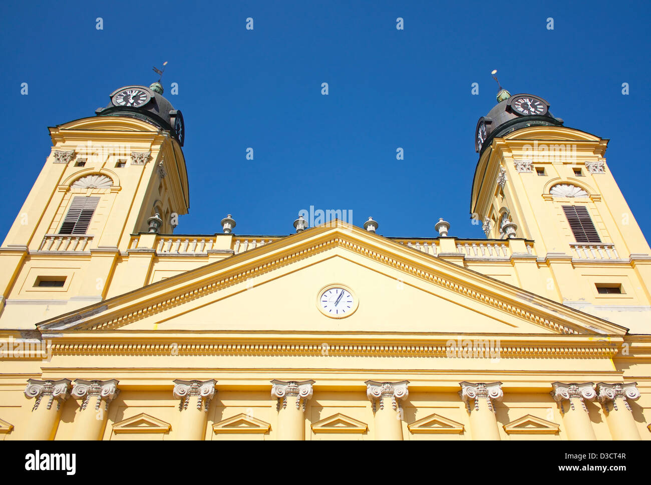Dettaglio della lapide di NagyTemplom o grande chiesa a Debrecen Ungheria Foto Stock