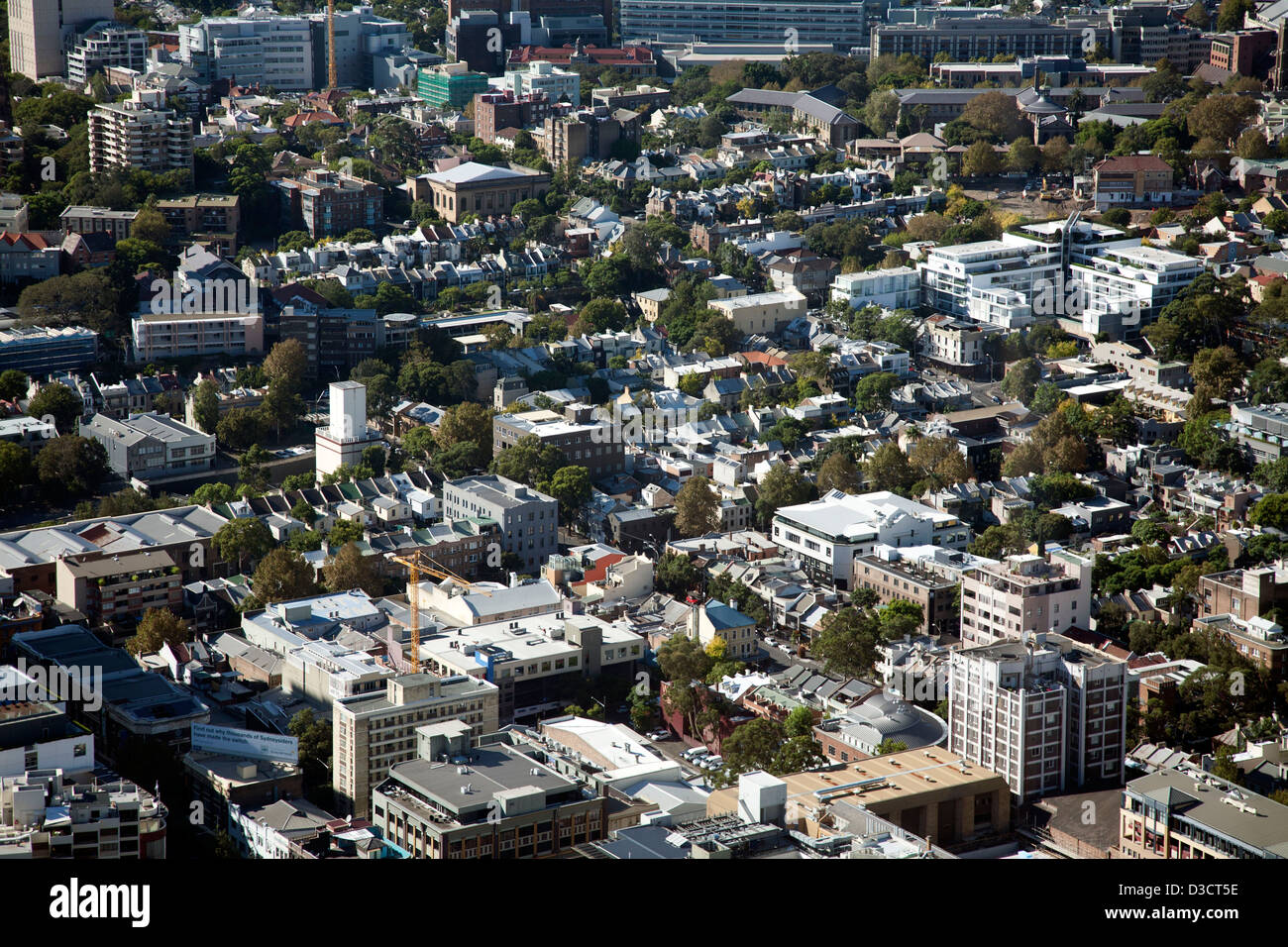 Vista aerea della terrazza vittoriana ospita nella parte interna della città sobborgo di Darlinghurst Sydney Australia Foto Stock