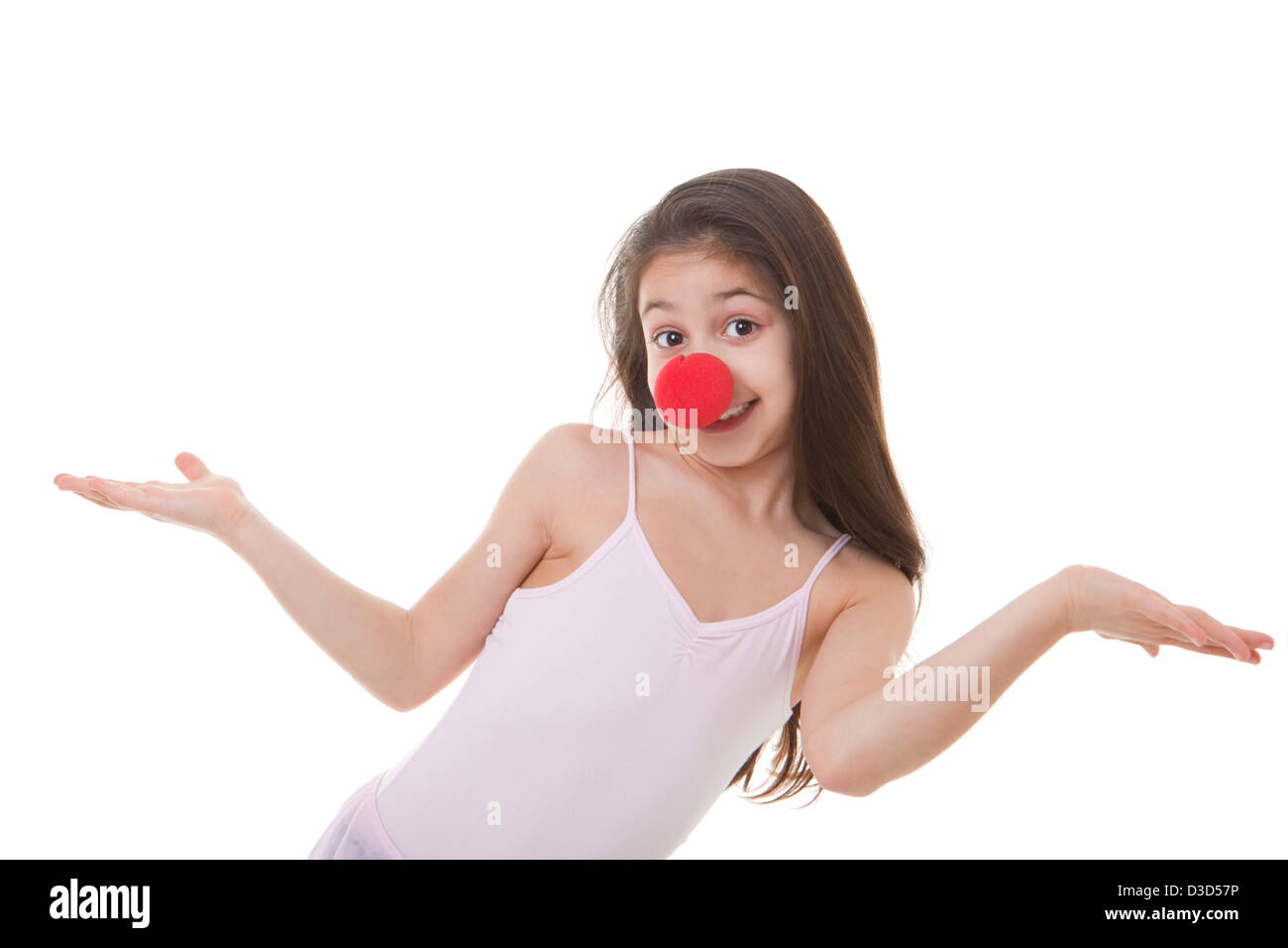 Bambino felice o il capretto con red clown naso Foto Stock