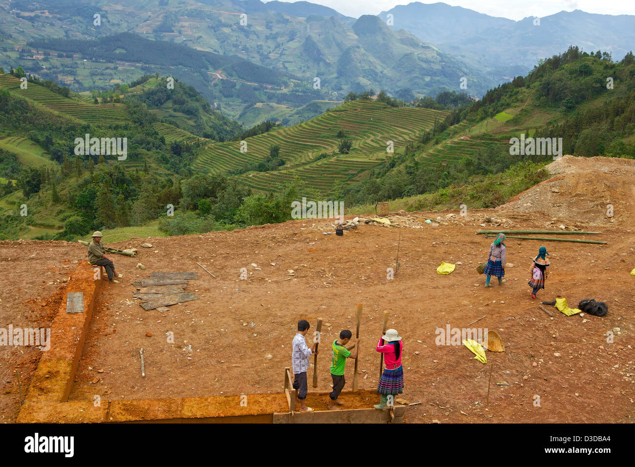 Il Vietnam, Lao Cai provincia.Fiore minoranza Hmong Foto Stock