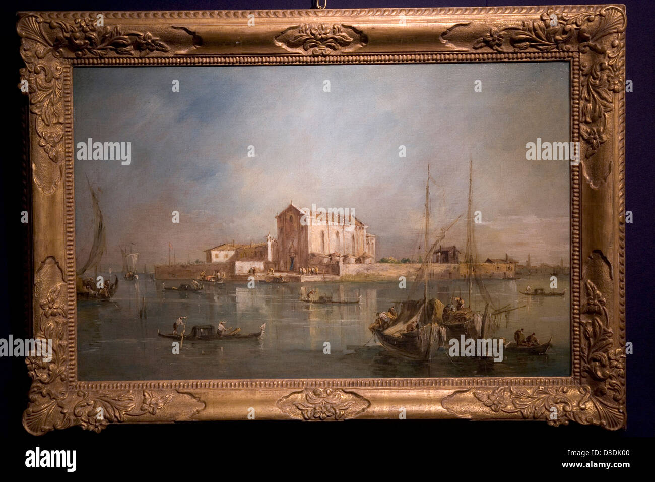 Londra, Inghilterra - Aprile 2005: l' Isola di San Cristoforo' dipinta da Francesco Guardi in circa 1755,si blocca sulla vista in casa d'aste Christie's, King Street. Essa è stata messa all'asta del 6 luglio 2005 e venduto per £ 1,8 milioni. Foto Stock