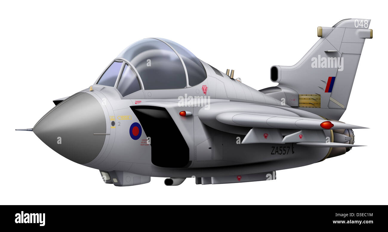 Cartoon illustrazione di un Royal Air Force Tornado aeroplano. Foto Stock