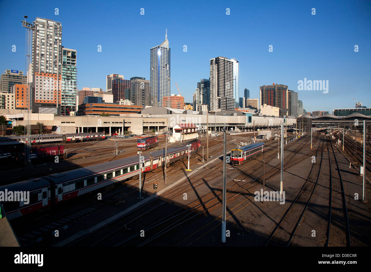 Stazioni di smistamento intorno a Croce del Sud della stazione ferroviaria di Melbourne Victoria Australia Foto Stock