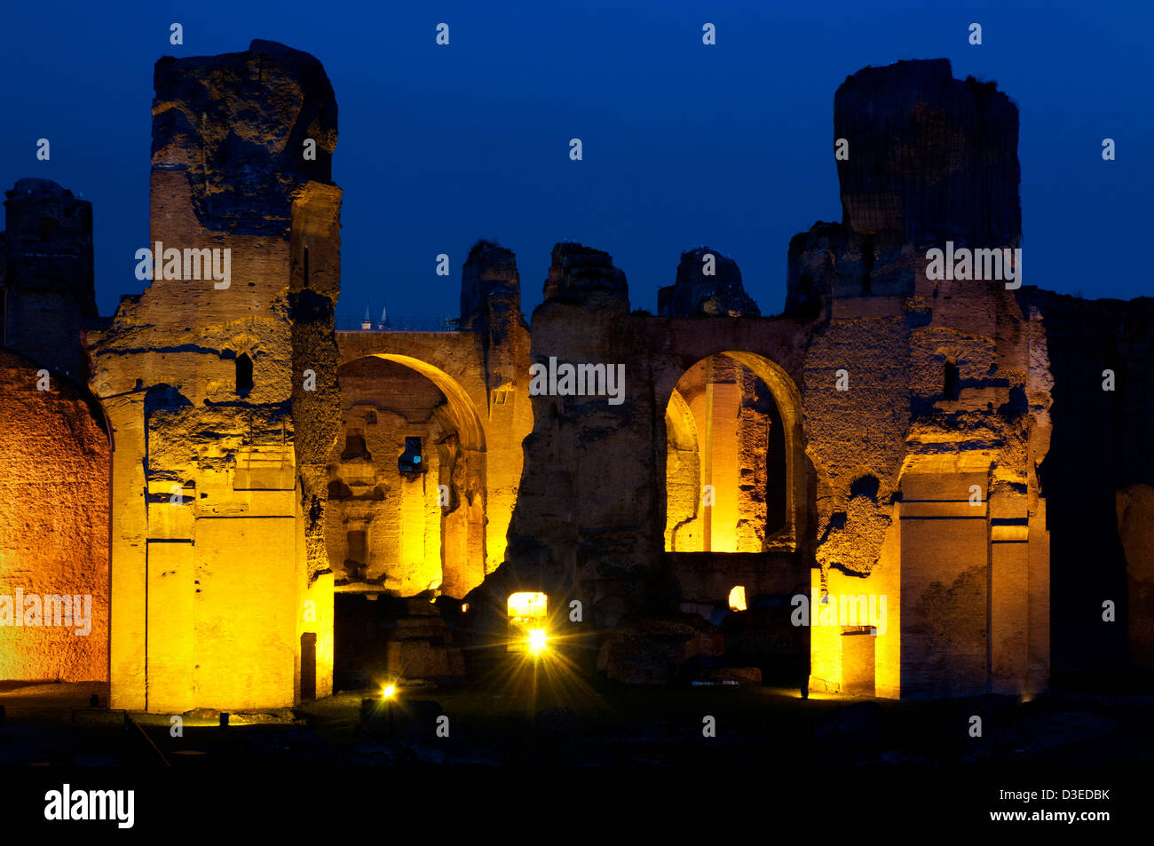 Vista delle Terme di Caracalla, Roma Italia Foto Stock