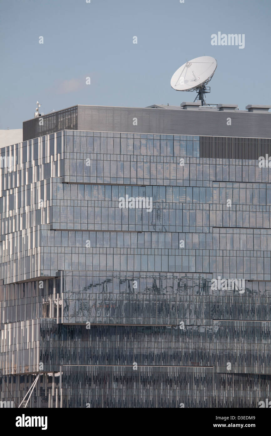 La televisione australiana di Canale 9 edificio costruito allo scopo, high-tech facility Bourke Street Melbourne Victoria Australia. Foto Stock