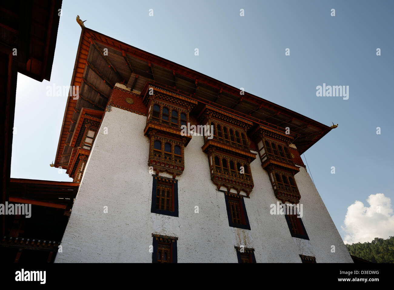 Punakha Dzong, una splendida fortezza, ex capitale in Bhutan,Bhutanese di stile di architettura nel cortile,36MPX,Hi-res Foto Stock
