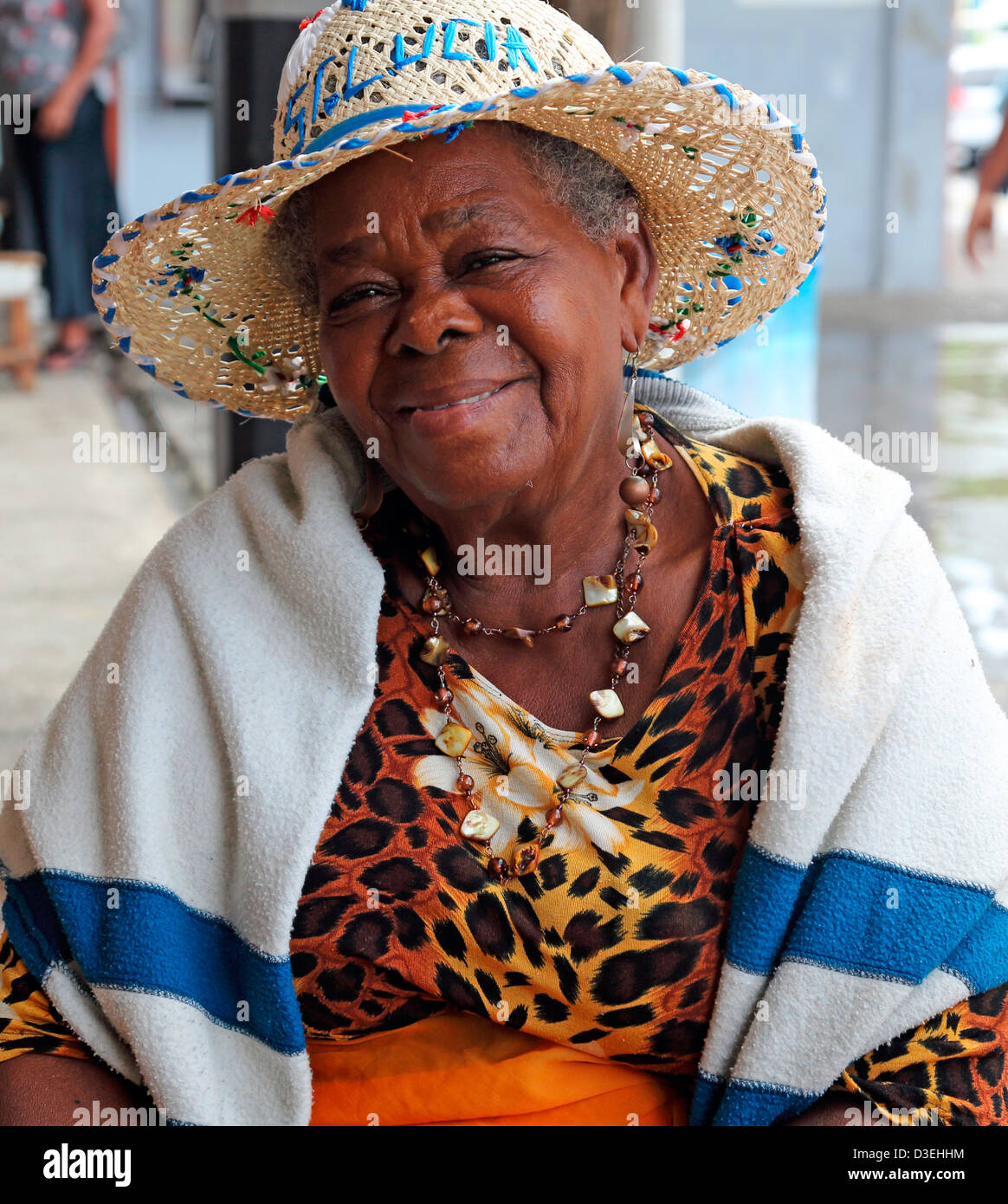 Signora nel mercato,CASTRIES,ST.LUCIA Foto Stock