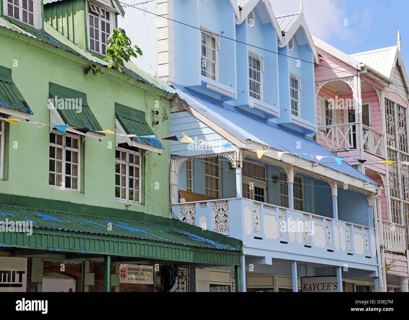 Casa e vetrine,CASTRIES,ST.LUCIA Foto Stock