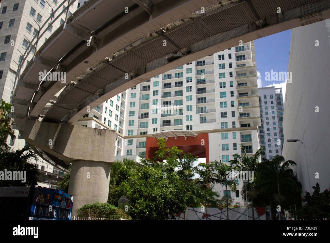 Downtown Miami binari del treno Overground Foto Stock