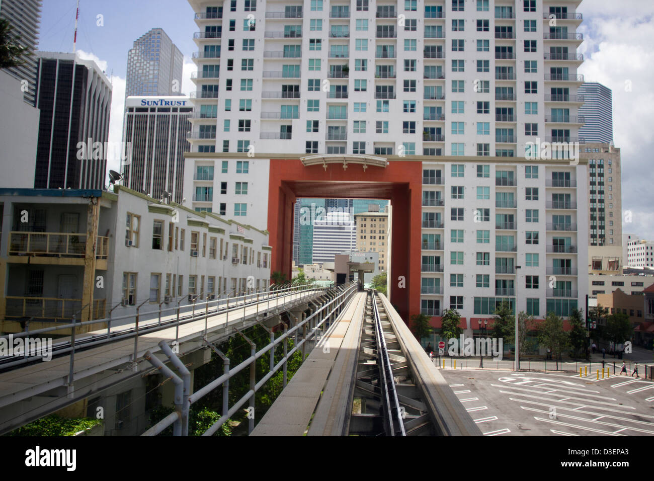 Miami Metro Mover Overground treni Foto Stock