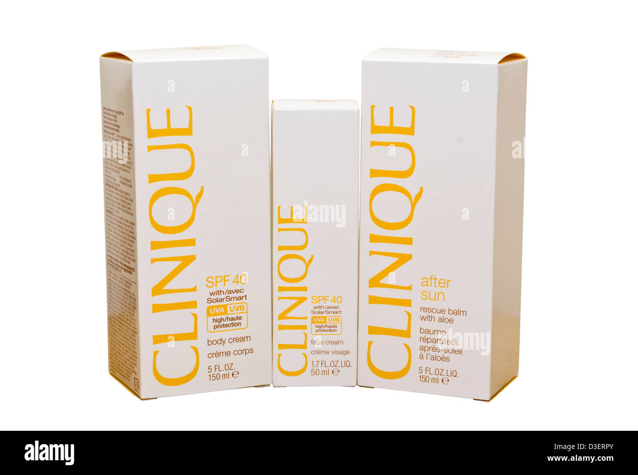 Scatole di Clinique prodotti per la cura della pelle Foto Stock