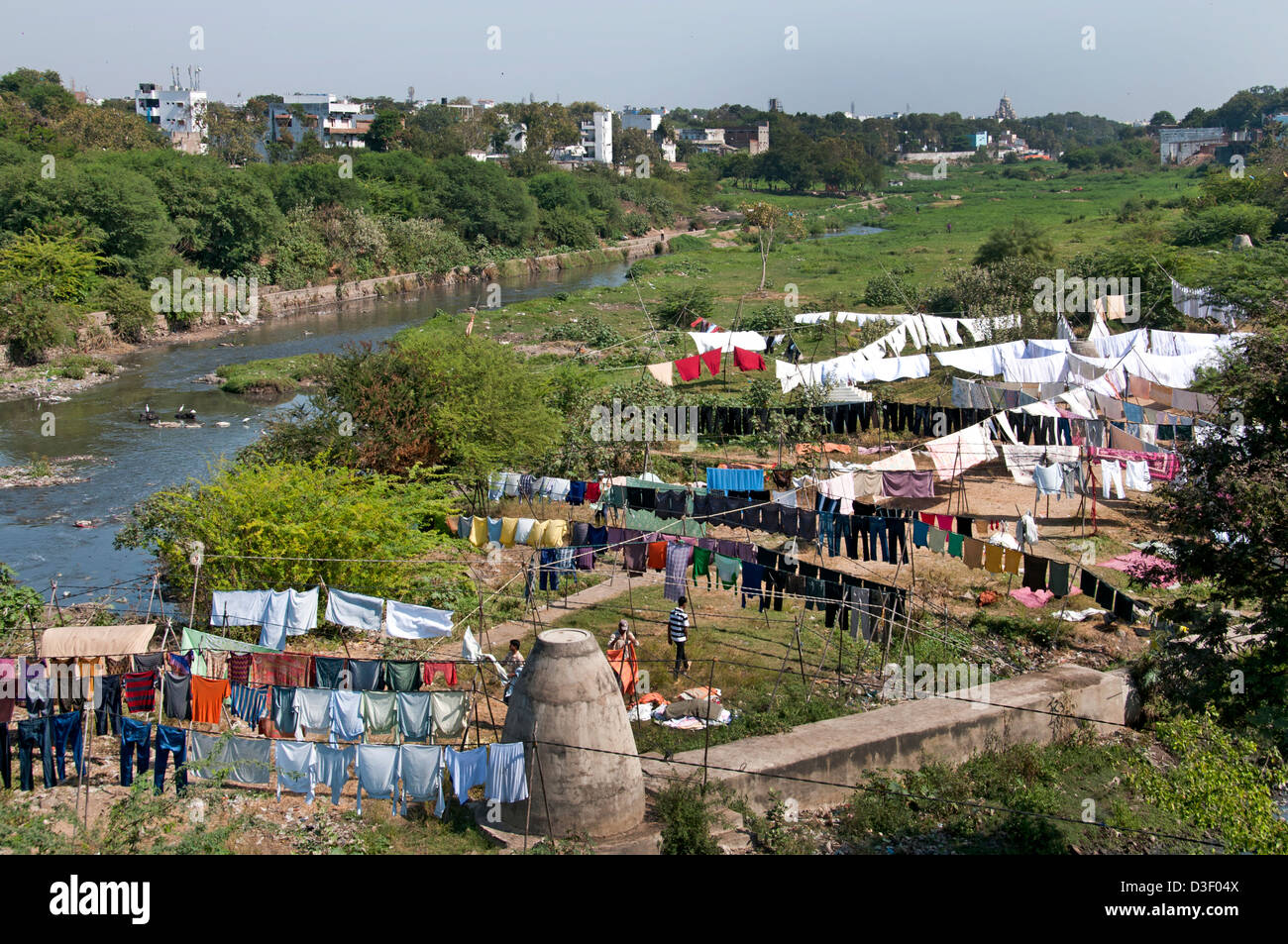 Servizio lavanderia Musi banca del fiume di Hyderabad, India Andhra Pradesh Foto Stock