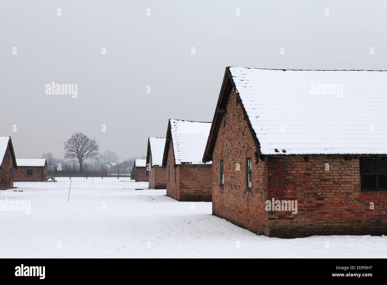 Caserma a Birkenau (Auschwitz II) Campo di concentramento, parte di Auschwitz-Birkenau Museo di Stato a Oswiecim, Polonia. Foto Stock