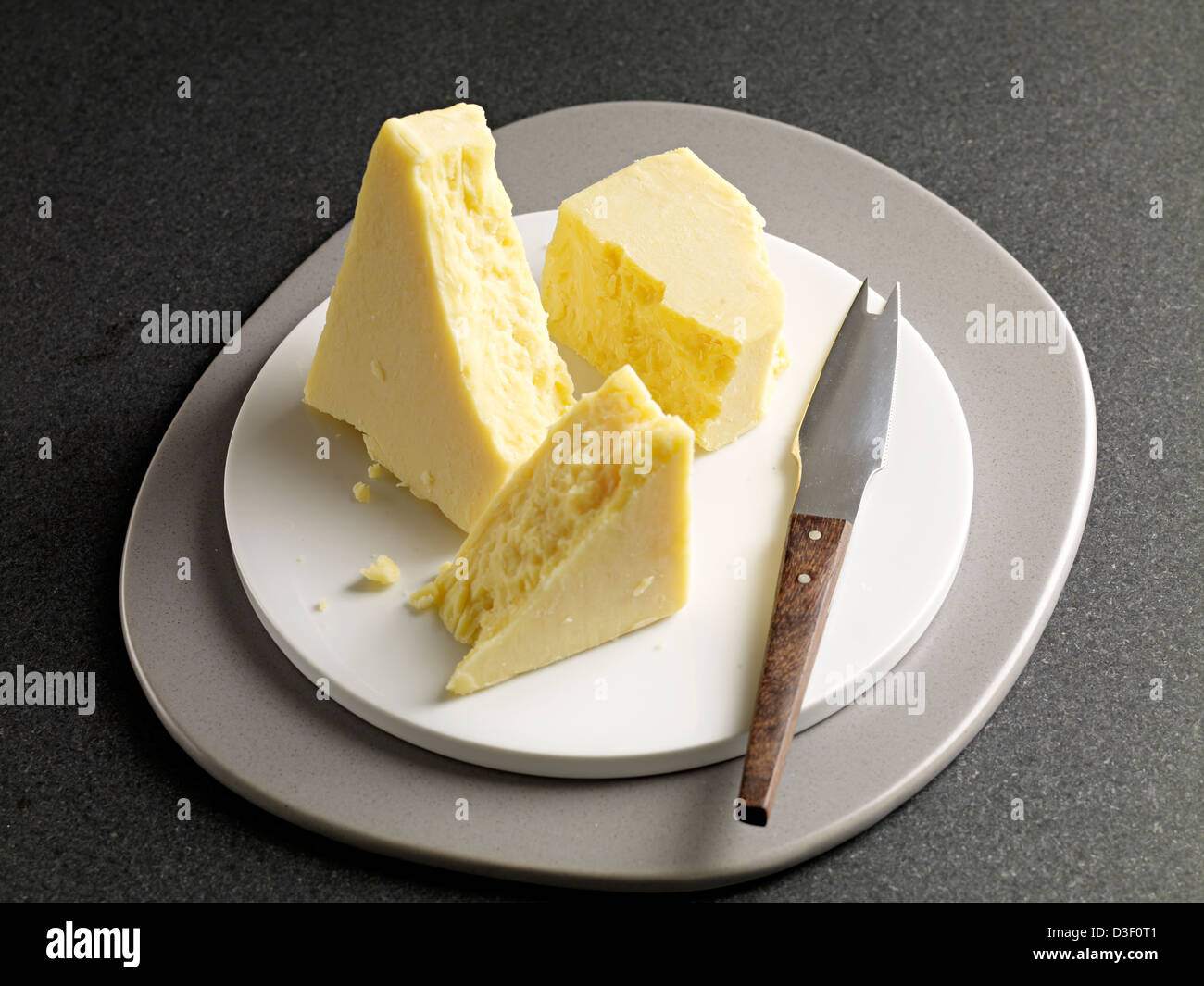 Vintage il formaggio cheddar ovale piastra rotonda Foto Stock