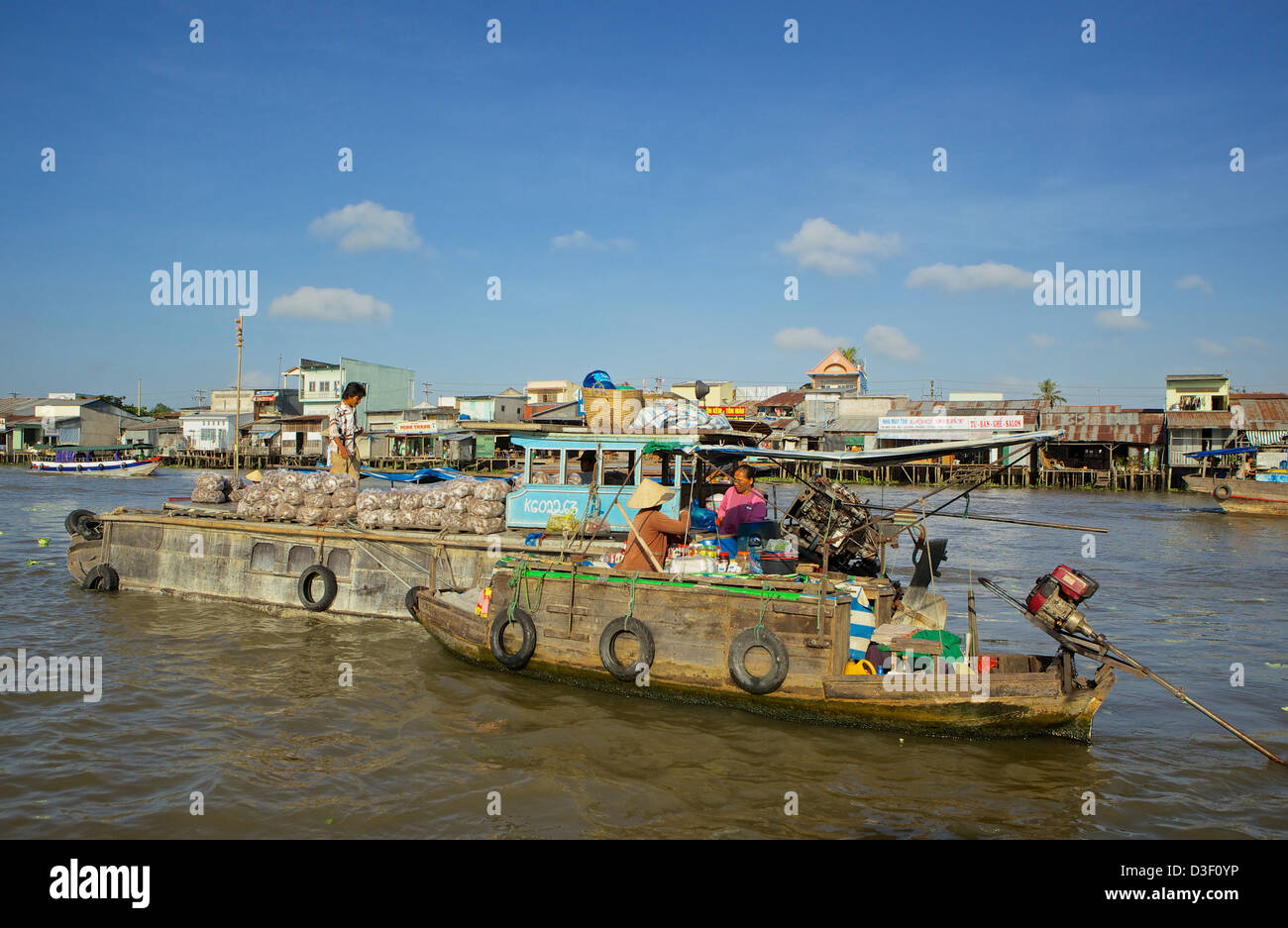 Mercato galleggiante, il Delta del Mekong Foto Stock