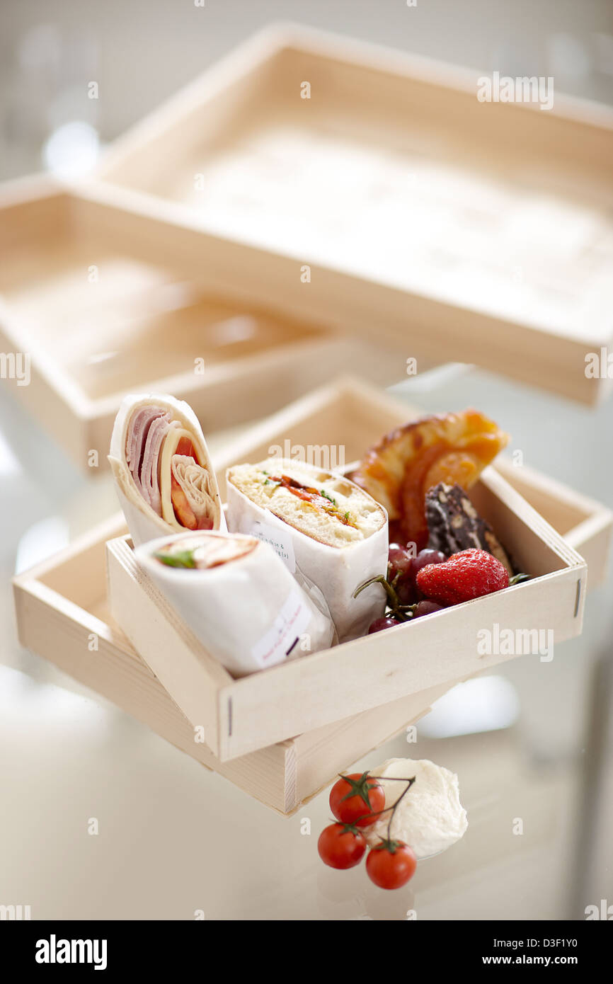 Piccola scatola avvolgimenti sandwich di pasta di frutta Foto Stock