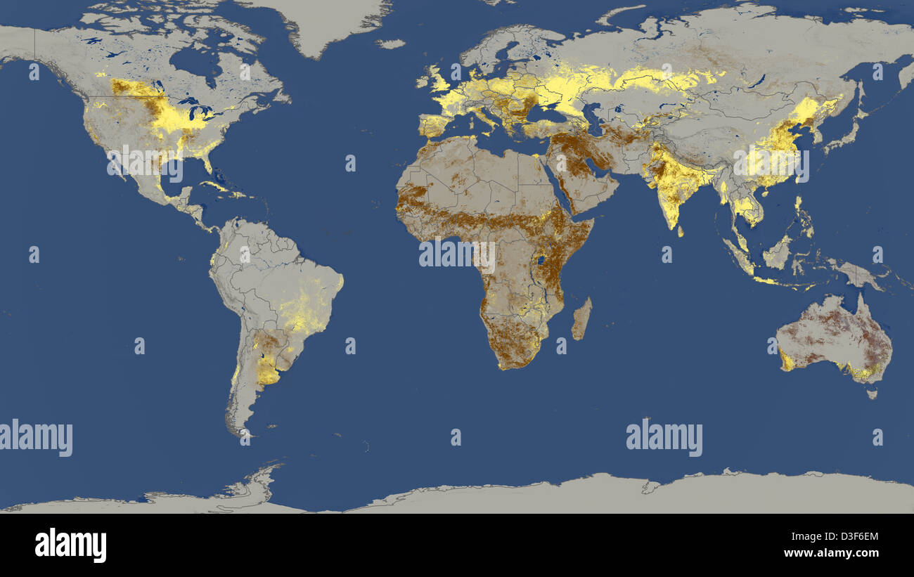 Mappa del mondo che mostra le aree di siccità Foto Stock