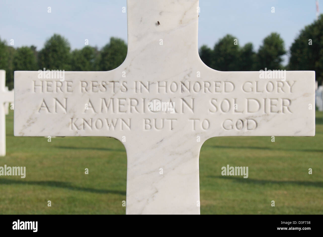 Tomba di un ignoto soldato americano in Oise-Aisne Cimitero Americano, Fère-en-Tardenois, Aisne, Picardia, Francia. Foto Stock