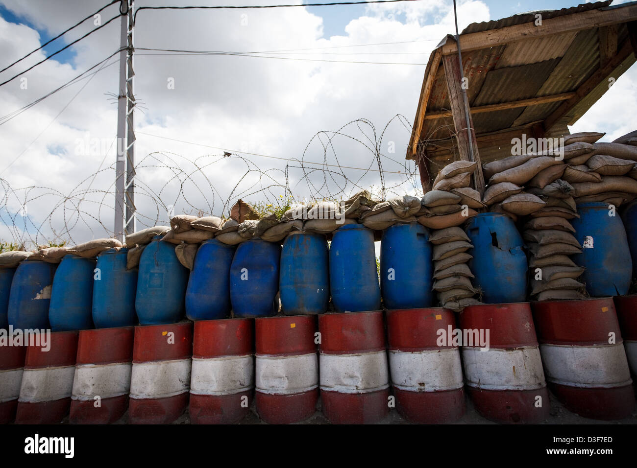 Checkpoint militare nella valle Beqaa, Libano Foto Stock