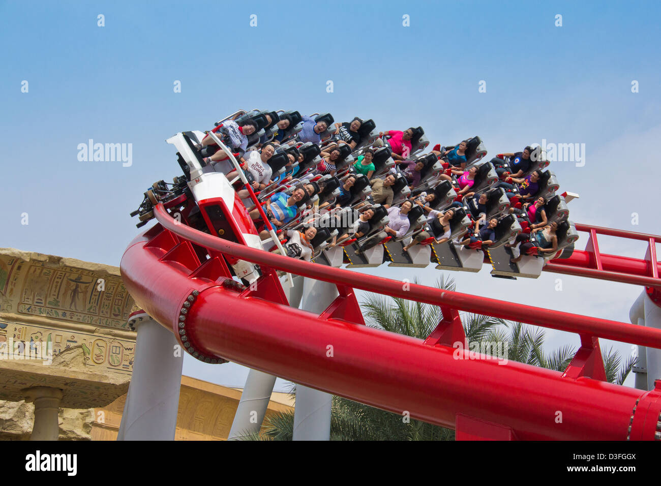 Roller Coaster piloti stanno gridando di emozioni Foto Stock
