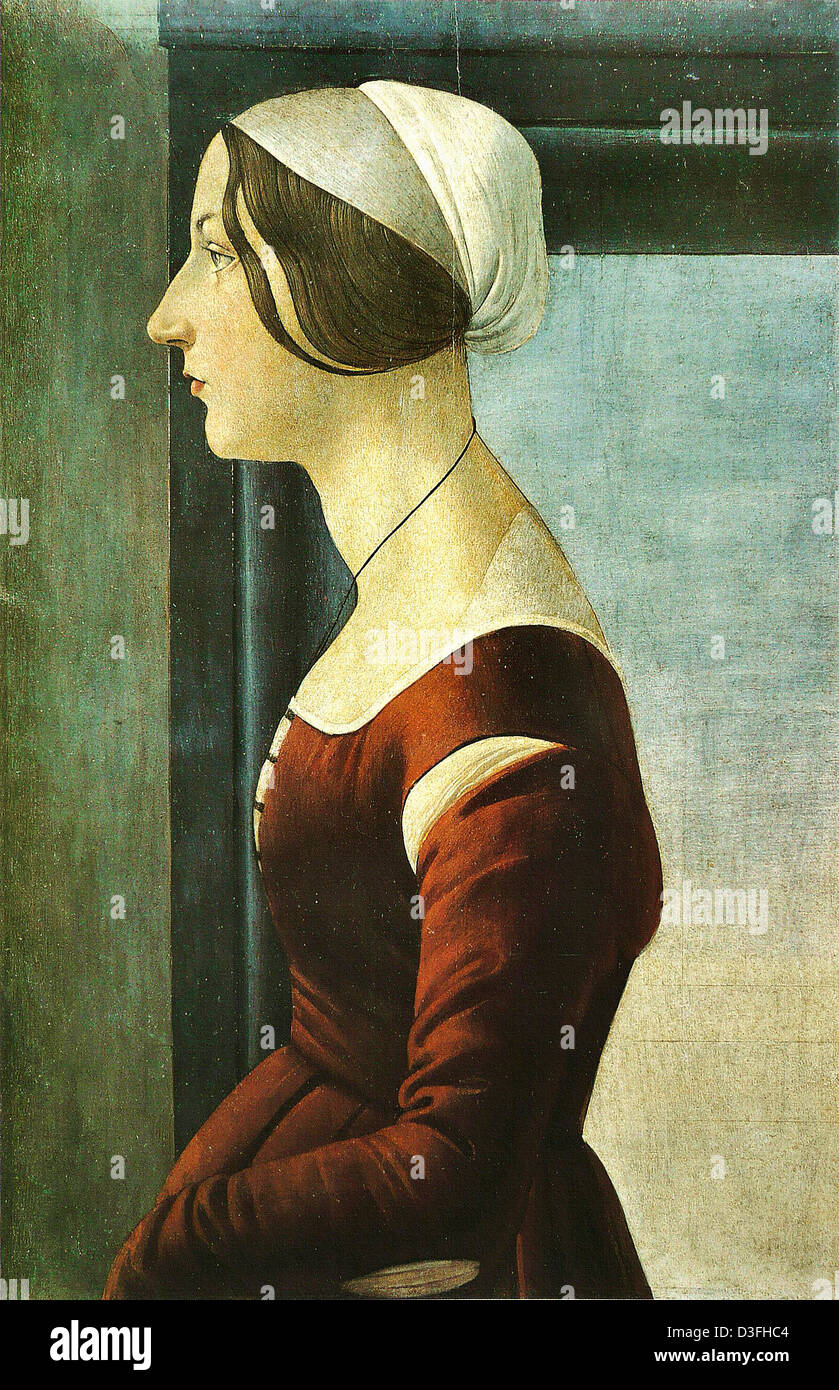 Sandro Botticelli, il Ritratto di una giovane donna 1475 Tempera su pannello. Palazzo Pitti di Firenze Foto Stock