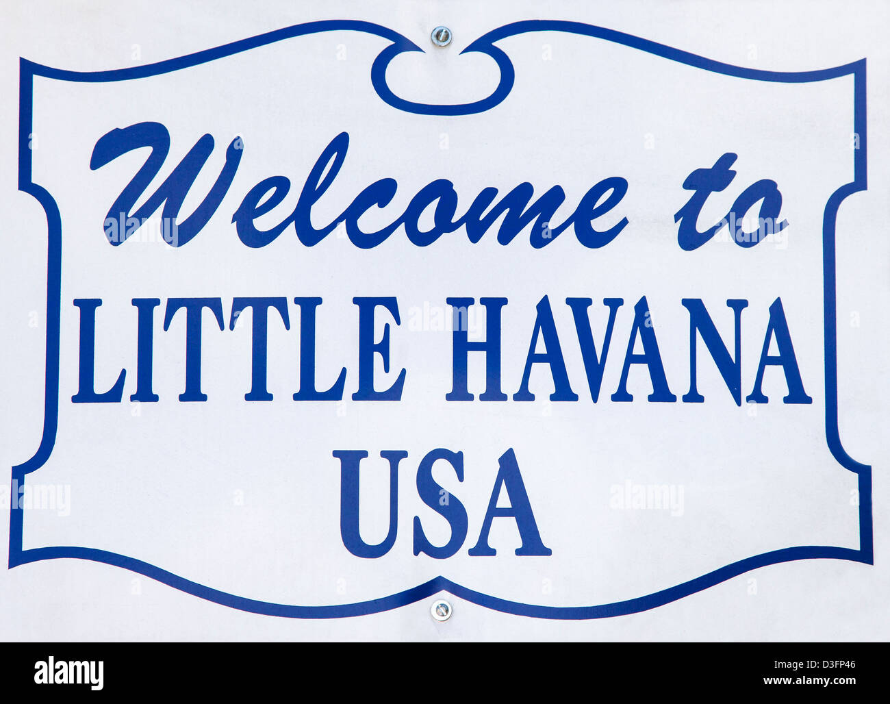 Benvenuti a Little Havana segno, Miami, Stati Uniti d'America Foto Stock