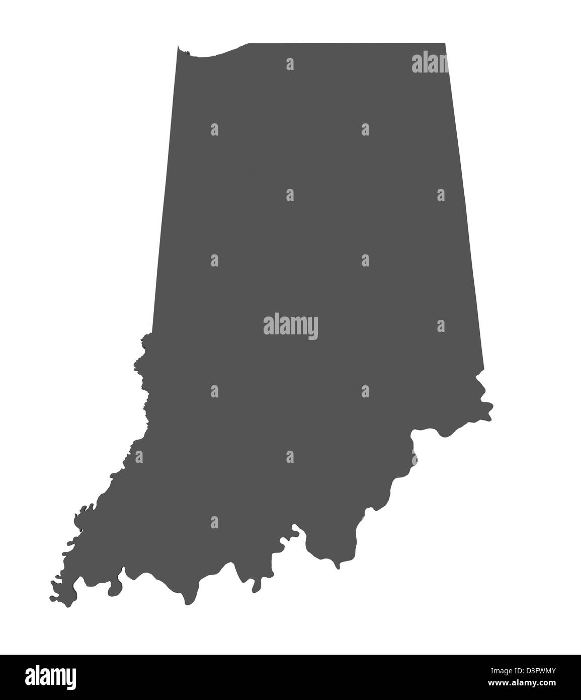 Mappa dello stato dell'Indiana - USA Foto Stock