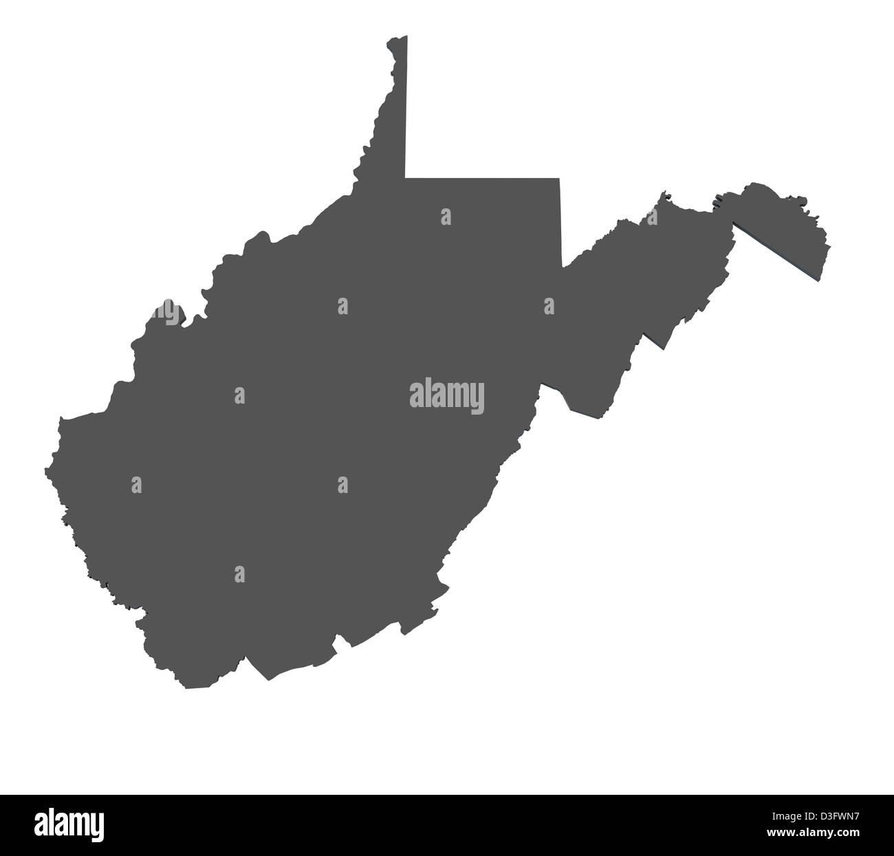 Mappa dello stato di West Virginia - USA Foto Stock
