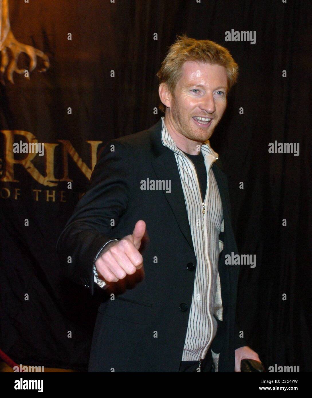 (Dpa) - attore David Wenham, che interpreta la parte di Faramir, arriva a premiere europeo del film "Il Signore degli Anelli - Il Ritorno del Re" di Berlino, 10 dicembre 2003. Foto Stock