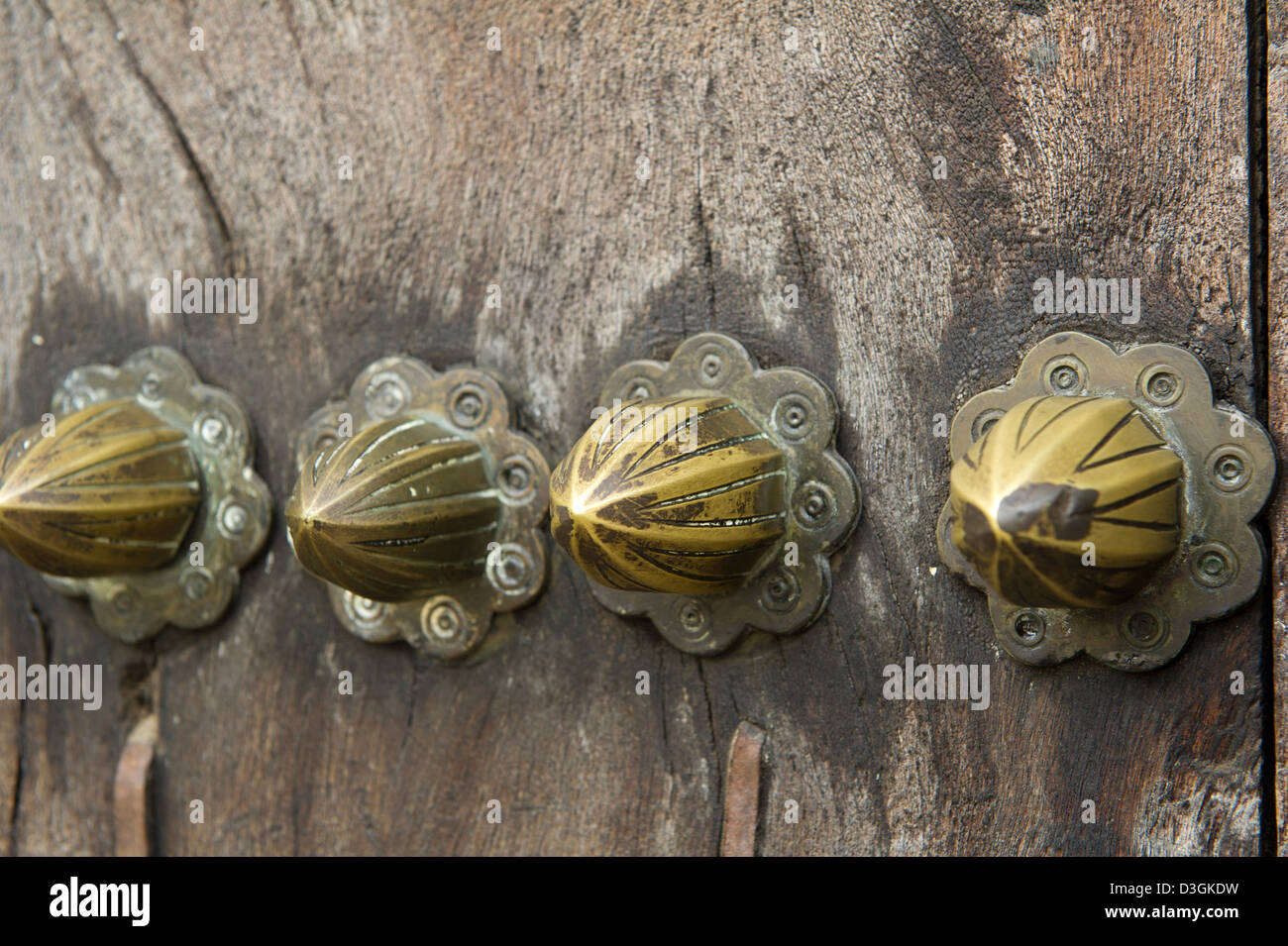 Vecchio decorata tradizionalmente porta, Fort Jesus, Mombasa, in Kenya Foto Stock