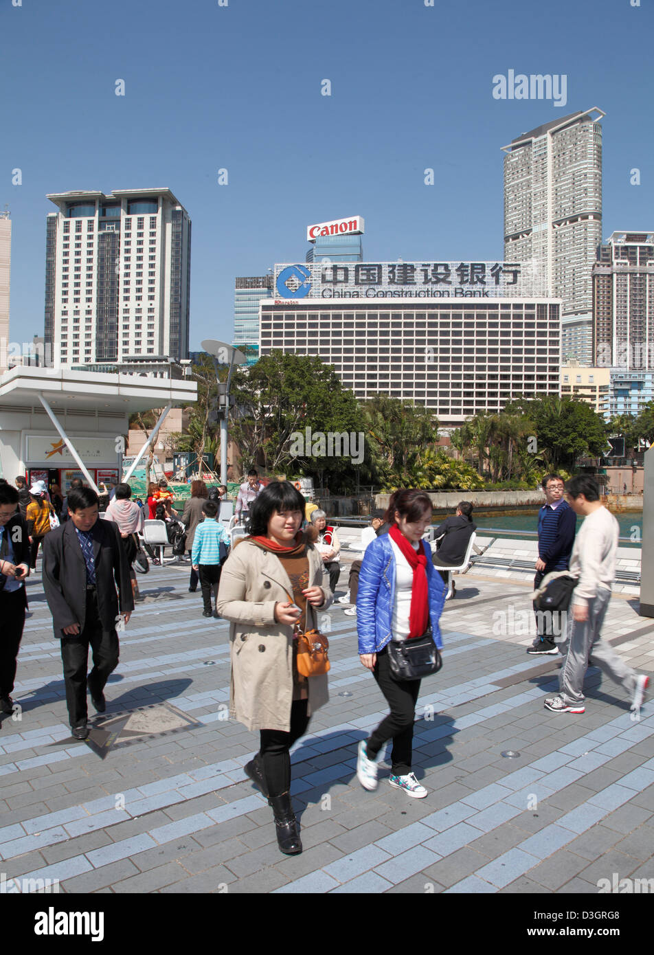 Cina, Hong Kong Kowloon, Tsim Sha Tsui, promenade, persone Foto Stock