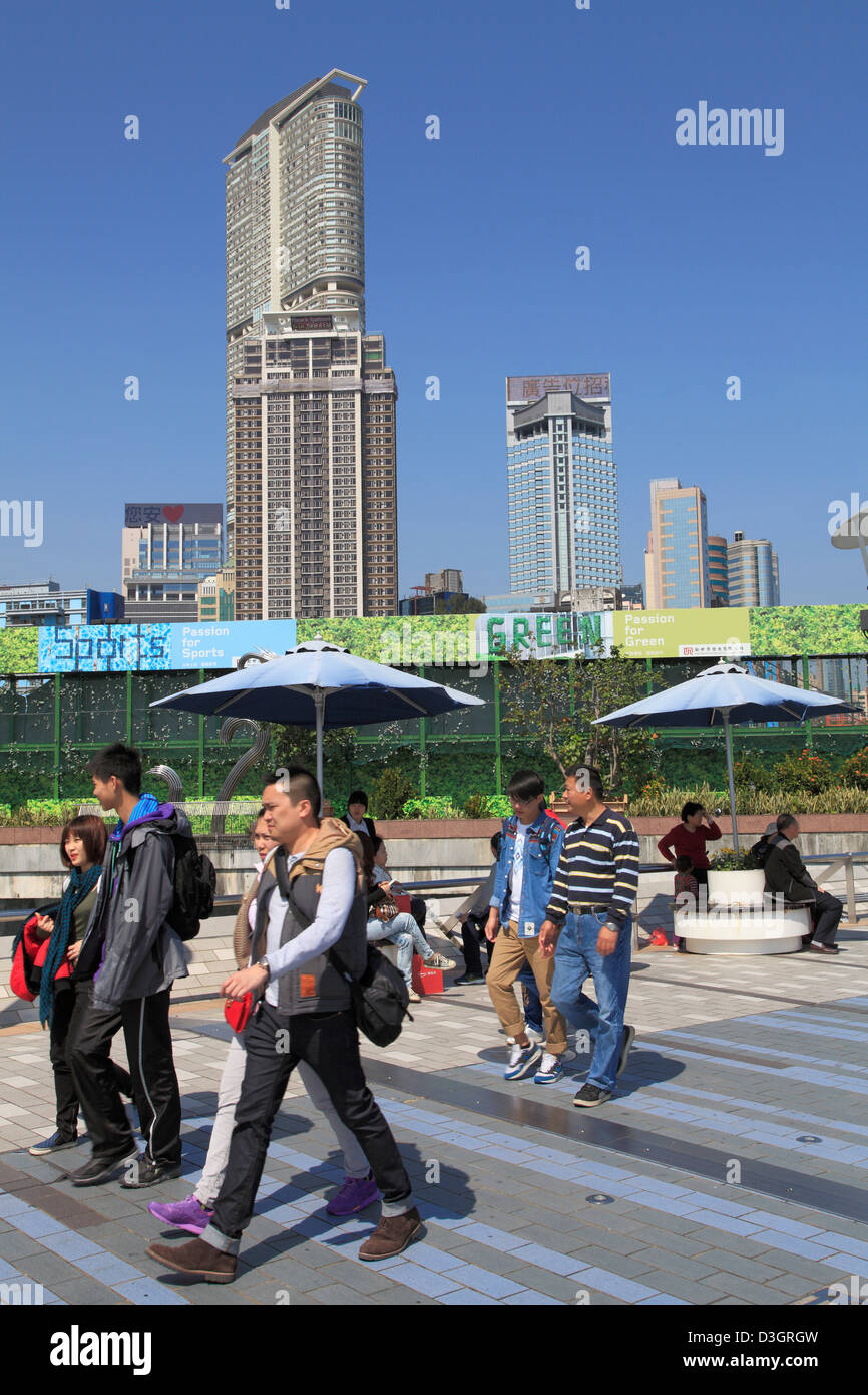 Cina, Hong Kong Kowloon, Tsim Sha Tsui, promenade, persone Foto Stock