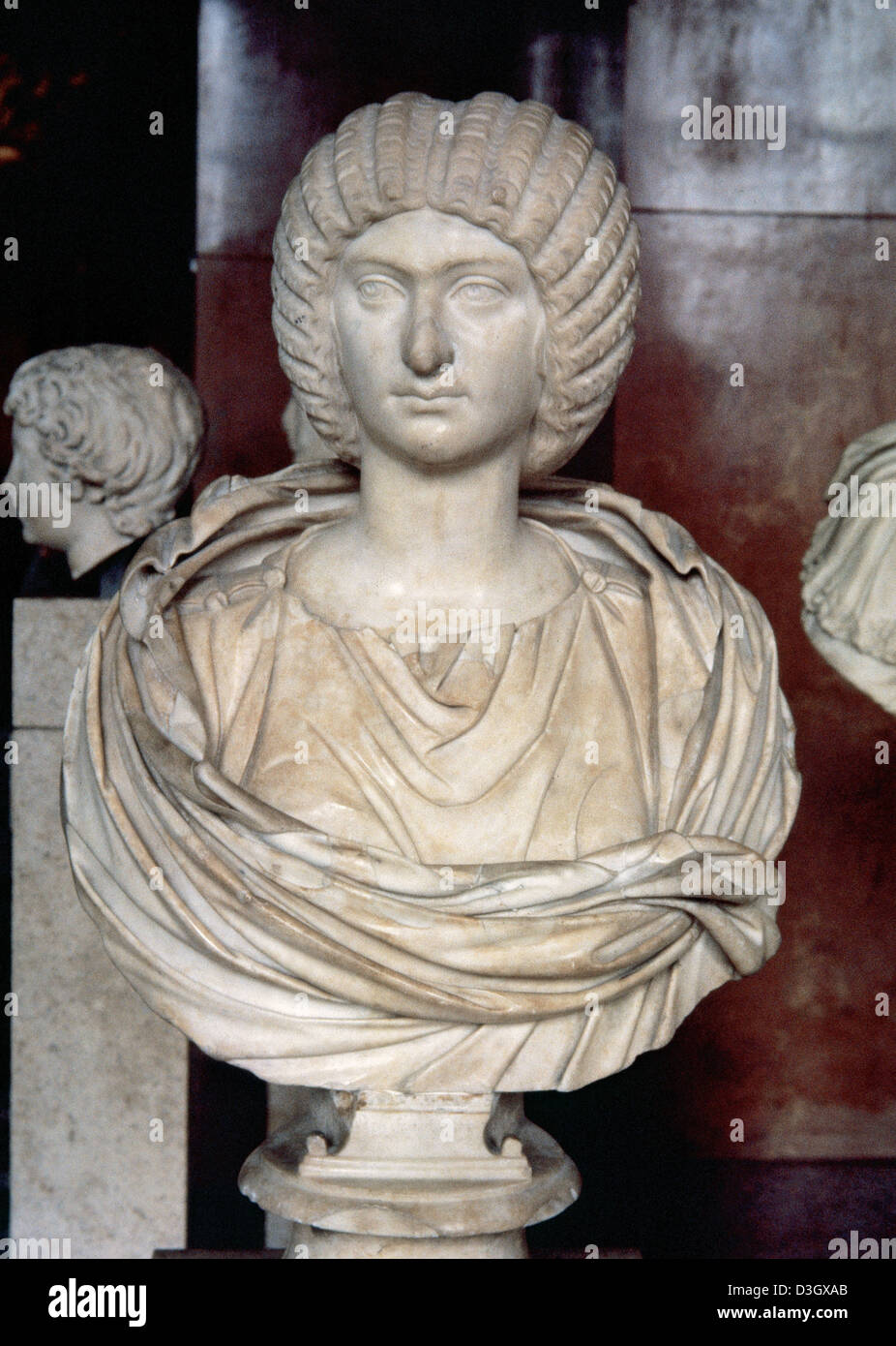 Giulia Domna (c.158-217) imperatrice romana e la seconda moglie di Settimio Severo. Busto in marmo. Foto Stock