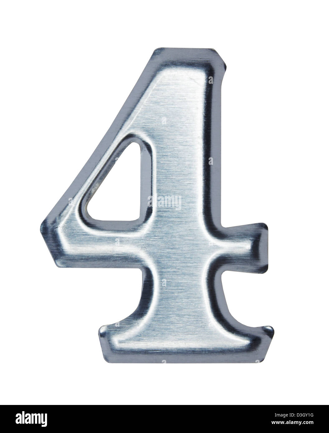 Metallo lucido Numero 4 4 Foto Stock