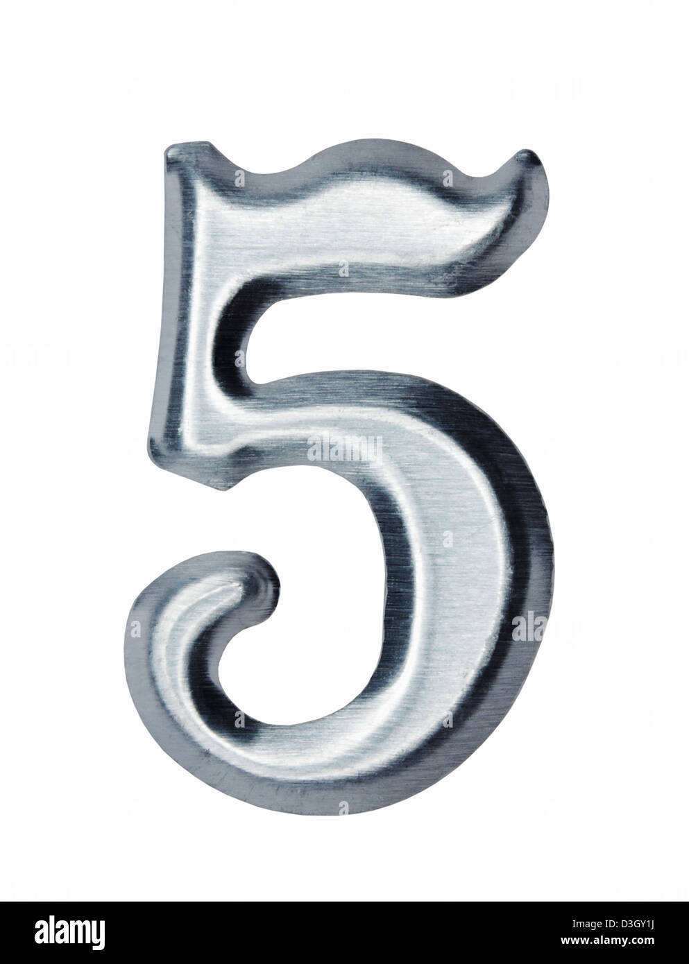 Metallo lucido Numero 5 5 Foto Stock