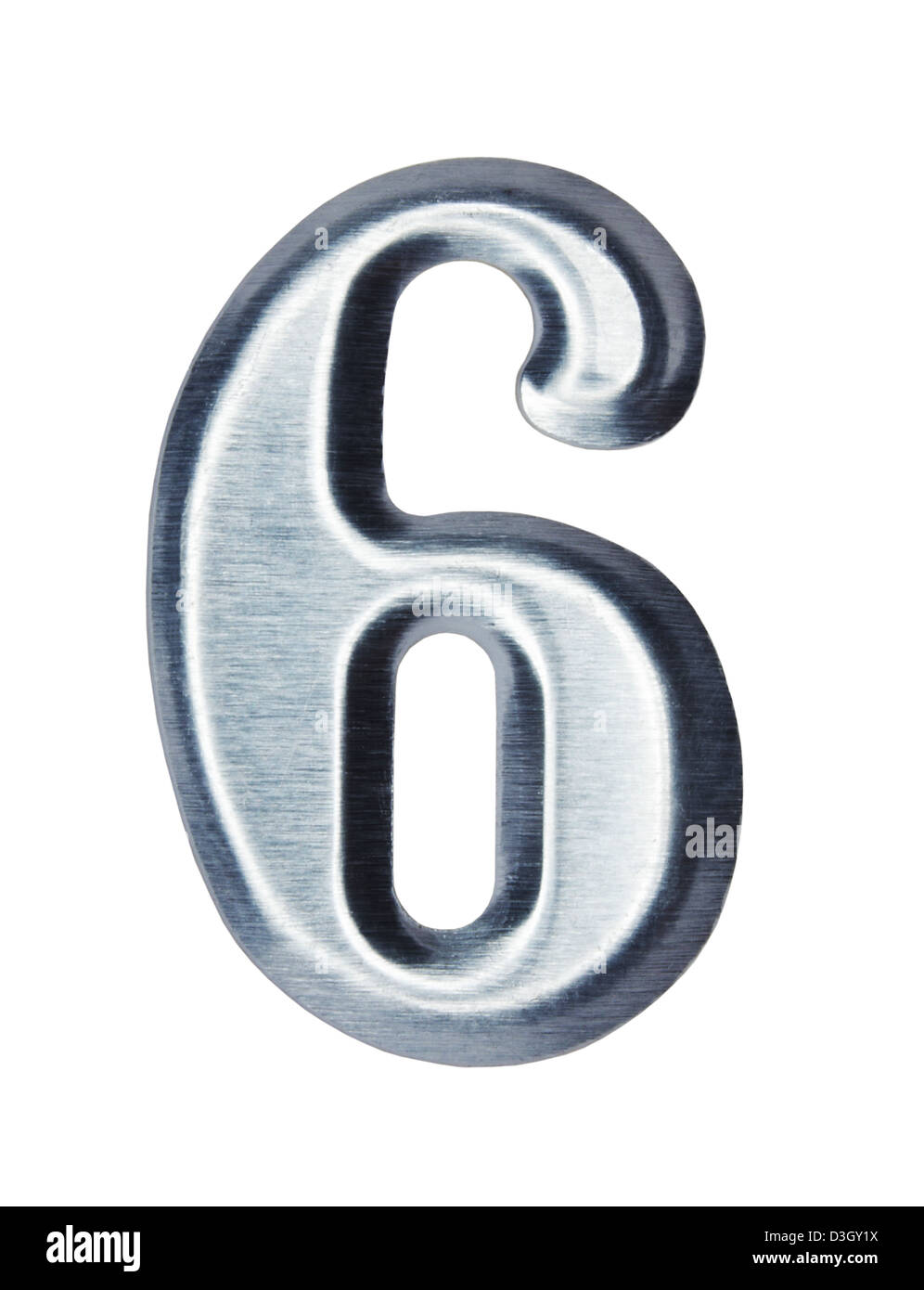 Metallo lucido Numero 6 6 Foto Stock