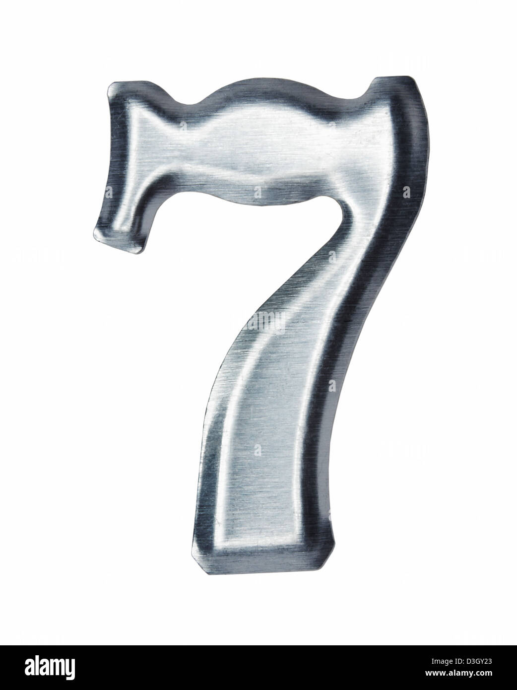 Metallo lucido Numero 7 7 Foto Stock