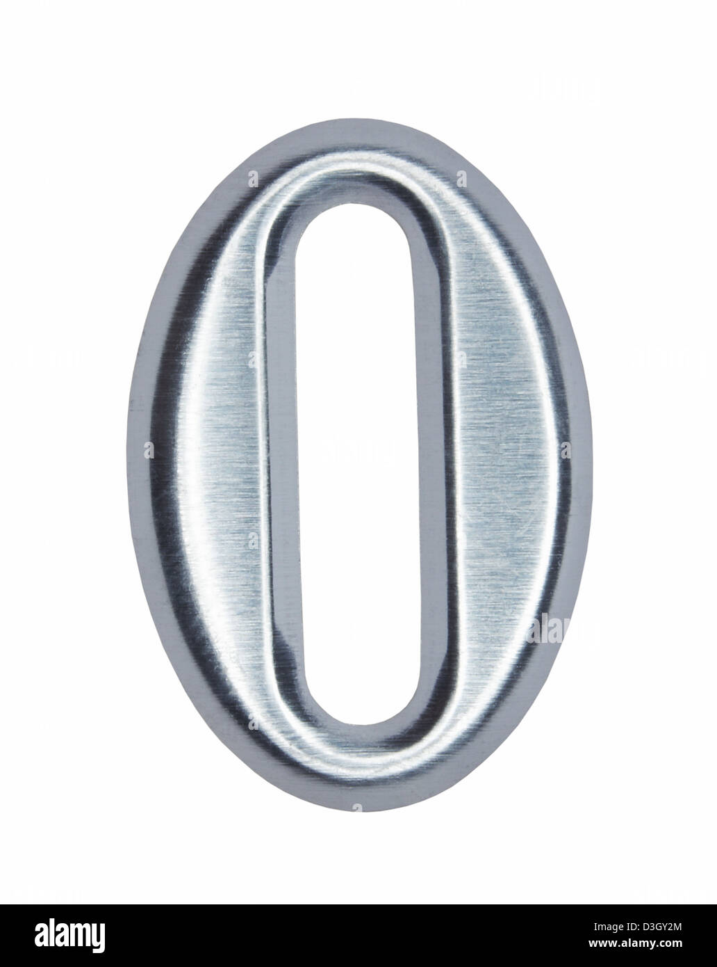 Metallo lucido numero 0 zero Foto Stock