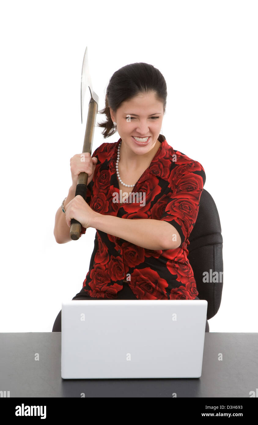 Frustrato il computer utente 'hack' il sistema Foto Stock