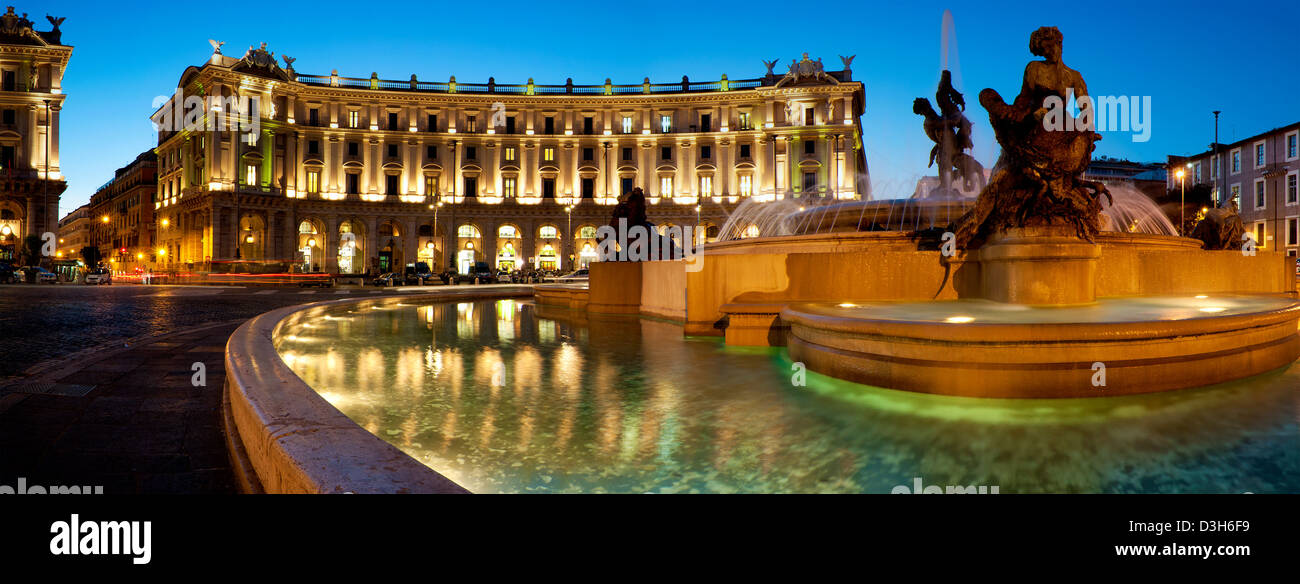Vista panoramica di Piazza della Repubblica, Roma Italia Foto Stock