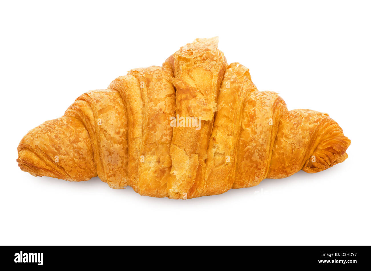 Freschi e gustosi croissant su sfondo bianco Foto Stock