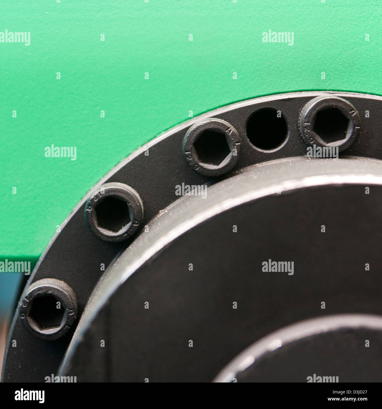 Parte dell'attuatore su uno sfondo verde Foto Stock