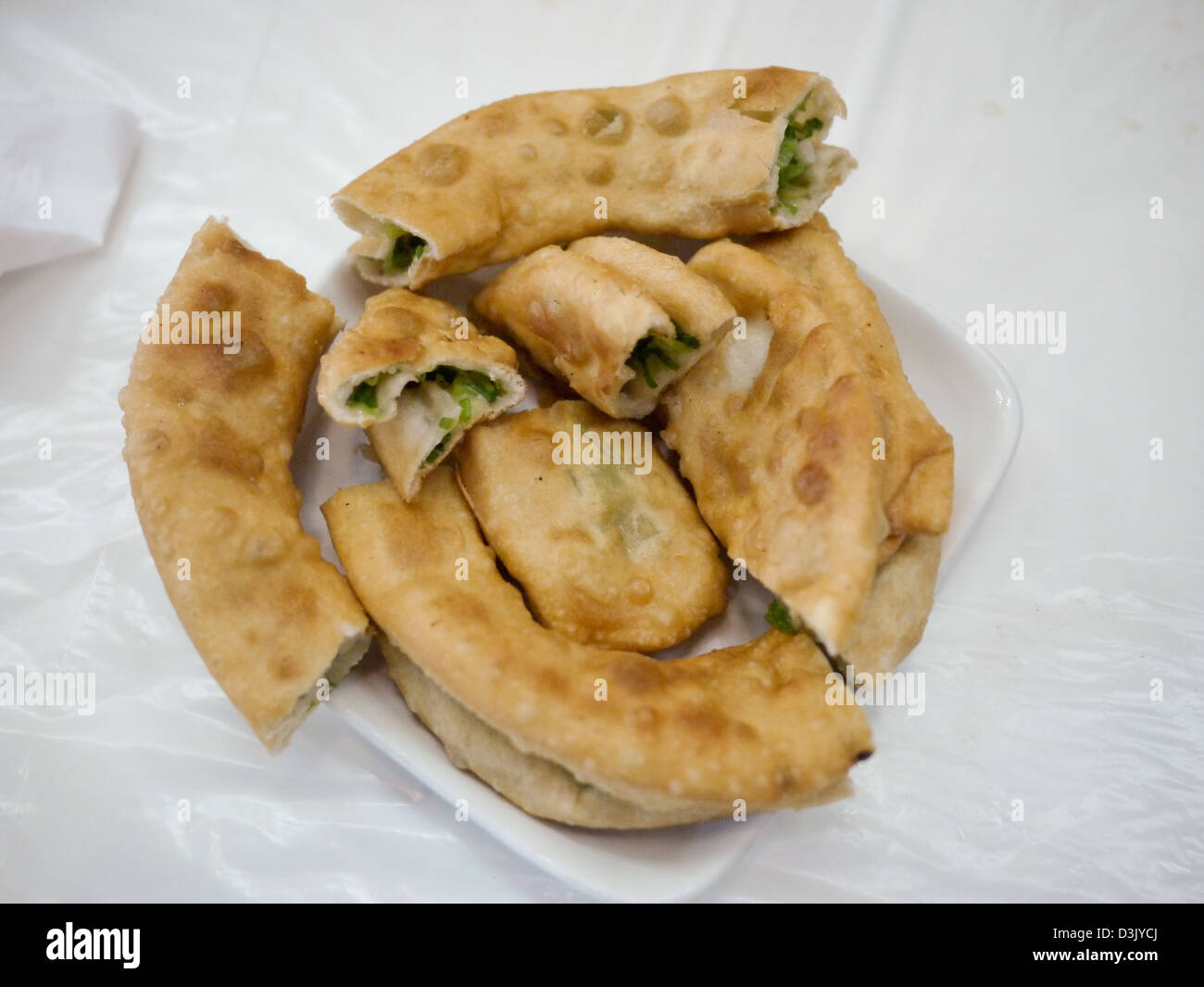 Cipolla verde pancake Foto Stock