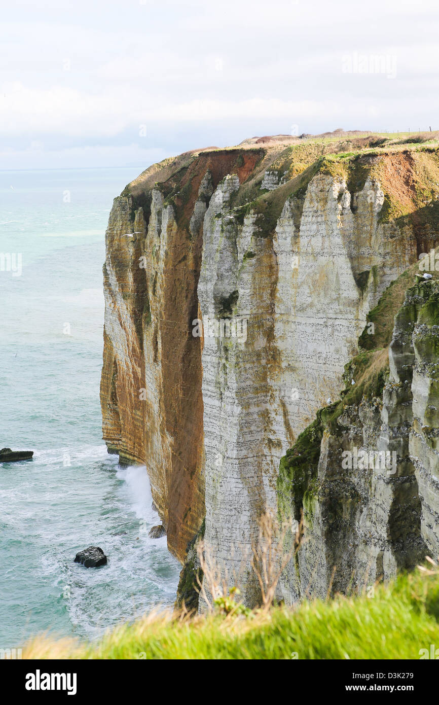 Chalk Scogliere di Etretat, Haute Normandie, Francia Foto Stock