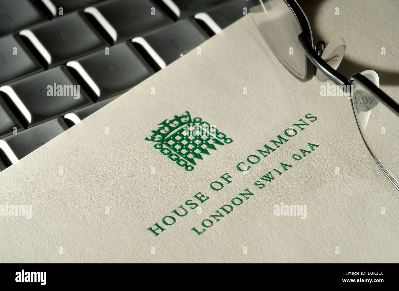 carta intestata house of commons sulla tastiera del computer Foto Stock