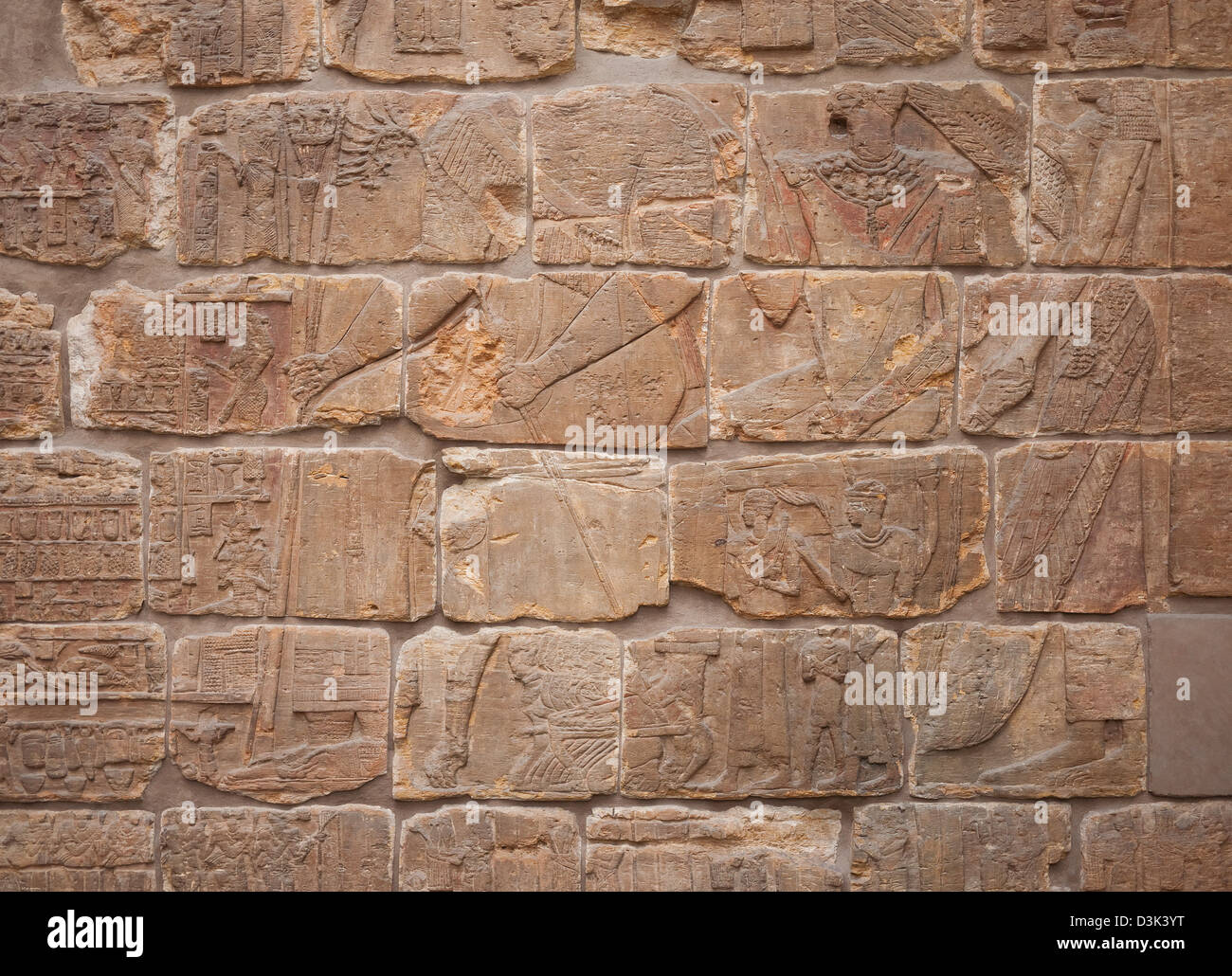 Script meroitic scolpiti funerale della parete della camera, al British Museum di Londra, Inghilterra Foto Stock