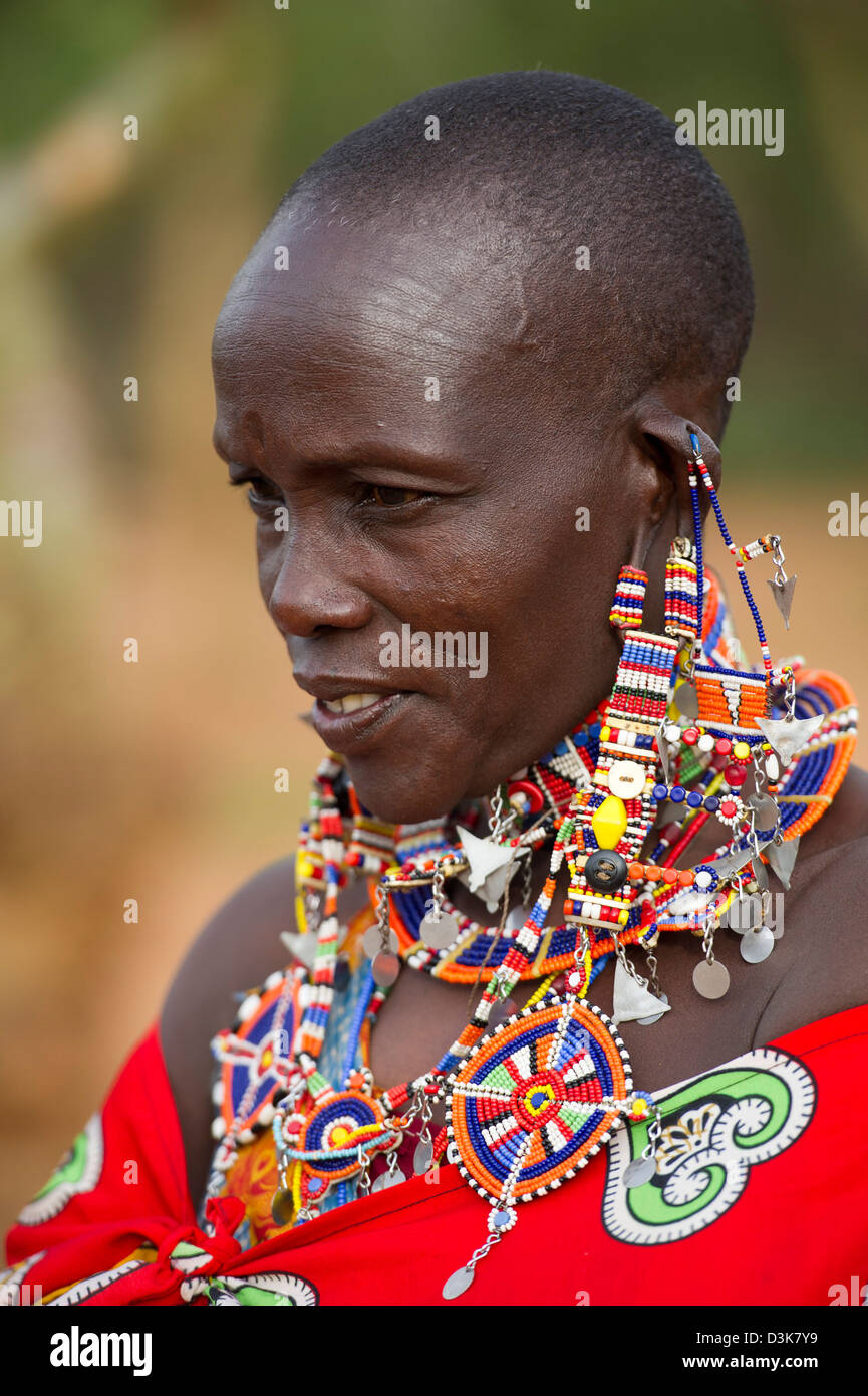 Donna Maasai, tutela di Selenkay, Kenya Foto Stock