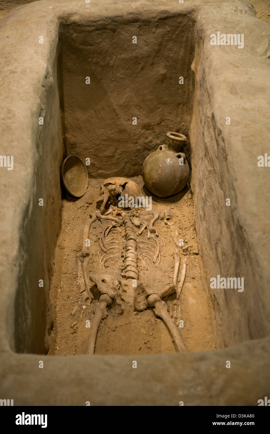 La sepoltura presentano in mostra presso il Museo Nazionale del Bahrain, Manama, Bahrain Foto Stock