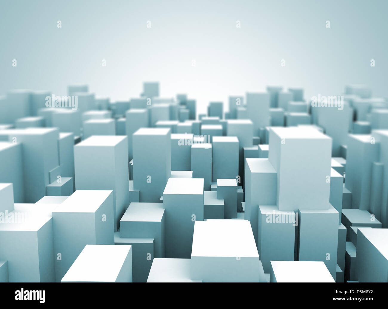 Abstract toni di bianco e blu 3d cityscape skyline Foto Stock